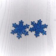 Патч-вырубка из глиттерного фетра "Снежинка 7" 45 мм, цв.синий