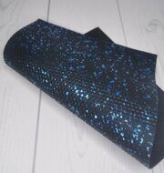 Декоративный кожзам текстурный "Ромб брызги" 20*15 см, цв.черный/синий