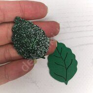 Патч-вырубка из глиттерного фоамирана "Лист тополя" 45 мм, цв.зеленый