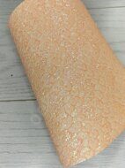 Декоративный кожзам текстурный "Кружево сердечки" 20*15 см, цв.пастельный персиковый