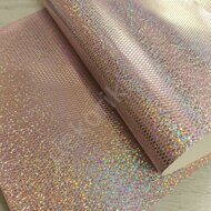 Декоративный кожзам текстурный "Ромбики" 20*15 см, цв.розовый/серебро голография