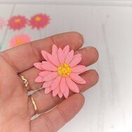 Патч сборный из корейского фетра "Цветок" 50 мм, цв.розовый неон