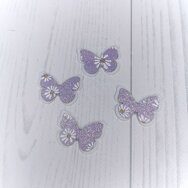 Патч сборный "Бабочка на белом фетре" 26*37 мм, цв.принт ромашки, фиолетовый