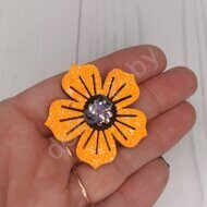 Патч сборный "Цветок 5 лепестков" 45 мм, цв.оранжевый неон