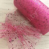 Фатин средней жесткости "Глиттер -пайетки" 15 см цв.ярко-розовый 11