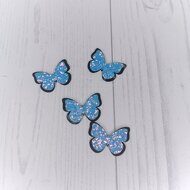 Патч сборный "Бабочка на фетре" 26*37 мм, цв.голубой